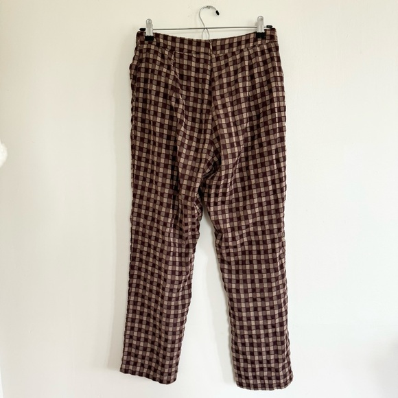 12th Tribe Brown Checkered Straight Leg Pants - Picture 4 of 6